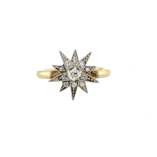 Two-tone Gold and Diamond Star Ring