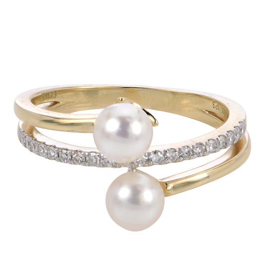 Gold, Diamond, and Pearl Ring