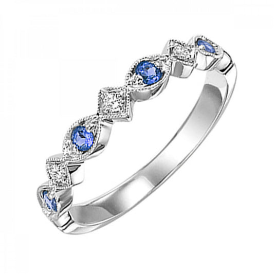 Gold, Sapphire and Diamond Stackable Ring