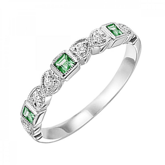 Gold, Emerald and Diamond Stackable Ring
