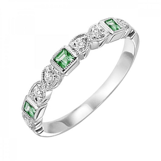 Gold, Emerald and Diamond Stackable Ring