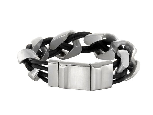 Leather and Stainless Bracelet