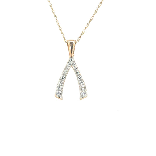 14k Diamond Wishbone Pendant