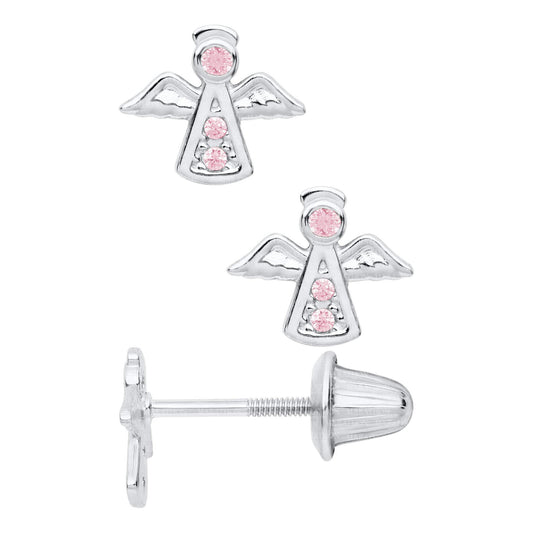 Pink CZ Angel Earrings